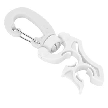 Imagem de SPYMINNPOO Clipe de mangueira de mergulho, suporte de clipe de mangueira de mergulho, suporte de mangueira de regulador de respiração BCD de mergulho de plástico para liberação rápida, acessórios de gancho fixo para mergulho com snorkel (branco)