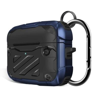 Imagem de ELEPIK Capa compatível com AirPods 3ª geração 2021, proteção contra quedas de nível militar, carregamento sem fio, luz frontal visível (azul)