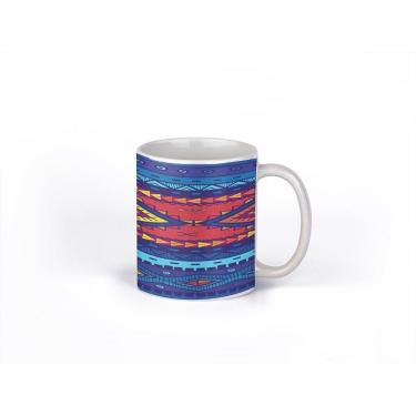 Imagem de Caneca ECF Tapete Azul Branca Porcelana 325ml