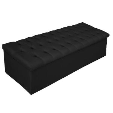 Imagem de Calçadeira Baú Estofada 195cm King Size Suede Preto