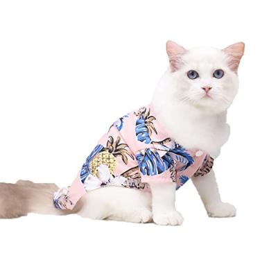Imagem de Camiseta Pet Summer Hawaii Dog Coconut Tree Impresso Top Vest Respirável Roupas legais Filhote de praia macia secagem rápida, Rosa, P (1,5