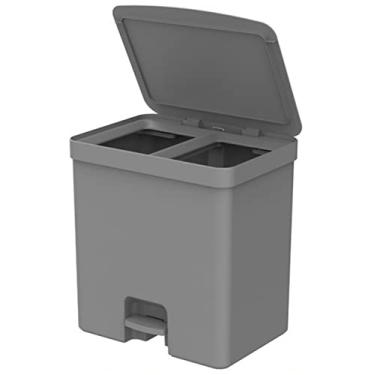 Imagem de Lixeira 20 Litros De Pedal Cesto De Lixo Duplo Compartimento Trium Chumbo - LX4250 Ou - Chumbo