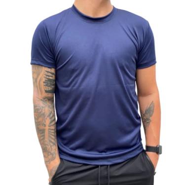Imagem de Camiseta Esporte Treino Academia Básica Masculino 100% Poliéster (G, Azul Marinho)