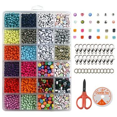 Imagem de Meiloi Kit de joias DIY para adultos, letras de semente de vidro, formato de coração, números planos, cores e contas de argila sortidas