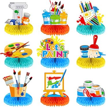 Imagem de 9 peças de arte para decoração de festa, artigos de arte, pintura de aniversário, peças centrais de mel, para pintura de arte, decoração de chá de bebê