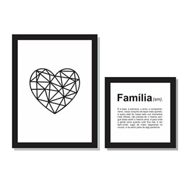 Imagem de 2 Quadros Decorativos Coração e Família Quarto Casal Sala Cor:Preto
