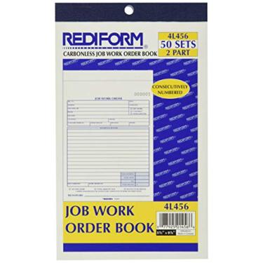 Imagem de REDIFORM Livro de pedidos de trabalho de trabalho, 13,5 x 24,5 cm, duas partes, 50/livro