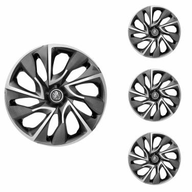 Imagem de Jogo Calota Aro 14 DS4 Sport Cup Elitte Grafite Prata + Emblema Resinado Peugeot (206 207 208 307)