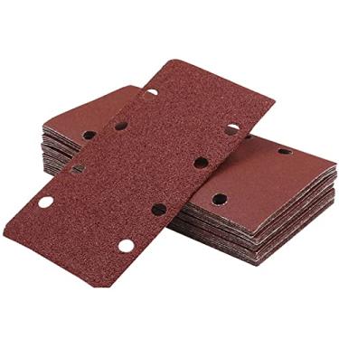 Imagem de SHENGANG 5 peças 8 furos flocagem lixa retangular autoadesiva polimento moedor de lixa gancho e laço almofadas para trabalhar madeira, 40
