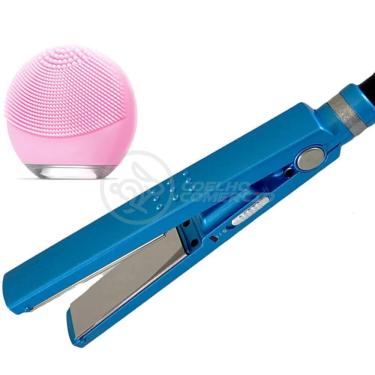 Imagem de Kit 1 Prancha Nanotitanium + 1 Esponja Facial Rosa Bebê Nº9