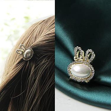 Imagem de Pedras e cristais grampos de cabelo para mulheres broche de cabelo geométrico de pérola elegante requintado luz acessórios de cabelo de luxo joias pedras decorativas (cor: única, tamanho: cor ouro rosa)