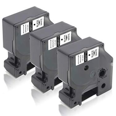 Imagem de Absonic Fita de etiqueta de substituição compatível para Dymo D1 53713 Fita cassete preta sobre branca de 24 mm para DYMO MobileLabelManager LabelManager 450D 500TS PnP LabelWriter 400 450 Duo Etiquetador, 1" x 23', pacote com 3
