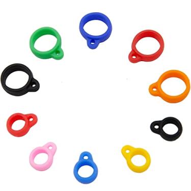Imagem de 10 peças de suporte de anel de borracha de silicone antiperda de tamanho misto cor aleatória multiuso para canetas e dispositivos similares chaveiro telefones pingente diário esportivo pulseiras de silicone mini 8 mm 13 mm