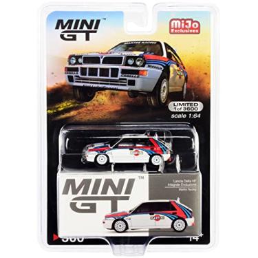 Imagem de Lancia Delta HF Integrale Evoluzione Branco com Gráficos Martini Racing Ltd Ed para 3600 peças 1/64 Diecast Model Car por True Scale Miniatures MGT00300
