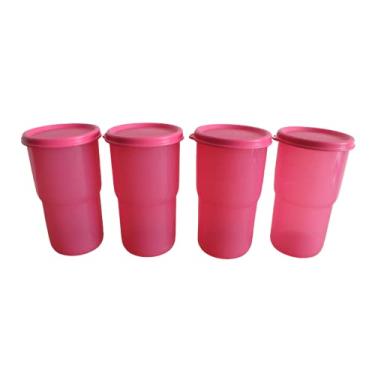 Imagem de Tupperware Novo copo empilhável de mesa 350 ml conjunto de 4 rosa