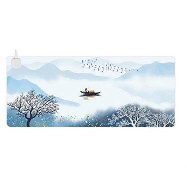 Imagem de Yajun Aquecedor elétrico almofada de mesa portátil multifuncional tapetes de escrita segurança temperatura constante tapete protetor de mouse, barco, botão