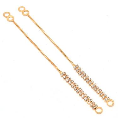 Imagem de Brincos Jewar Kan corrente dourado cristal orelha a cabelo acessório para mulheres 7871