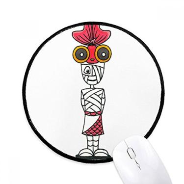 Imagem de DIYthinker Egito múmia Horus Goldfish chapéu mousepad desktop escritório tapete redondo para computador
