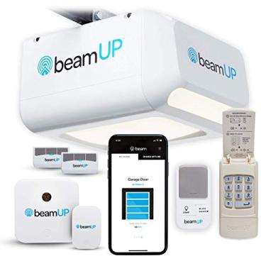 Imagem de beamUP Centurion - BU800 - Abridor de porta de garagem para dois carros, abridor de garagem para casa inteligente - Alexa Enabled, sensores de segurança de garagem incluídos, sem taxas de entrega recorrente - Branco