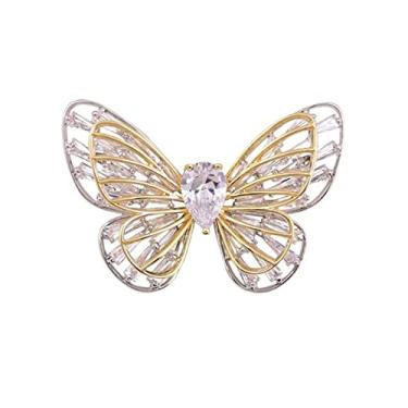 Imagem de KIZQYN Broche feminino brilhante e charmoso broche de cristal artificial elegante e versátil broche de borboleta vestido casaco terno colar acessórios de decoração acessório de fantasia