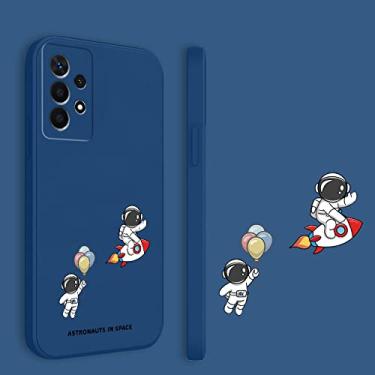 Imagem de Para Samsung Galaxy A23 Case Astronaut Square Liquid Silicone Matte Soft Shockproof Bumper Phone Cases, Dark Blue2, For Samsung S20 Plus