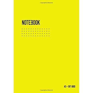 Imagem de Caderno Dot Grid A5: Caderno amarelo para escrever e desenhar, em branco, pequeno, capa macia, matriz pontilhada, páginas numeradas, sem sangramento (diários de caligrafia A5)