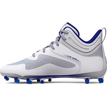 Imagem de Under Armour Sapato masculino Command Mid Lacross Mt TPU com chuteira, Branco/Royal/Royal, 16