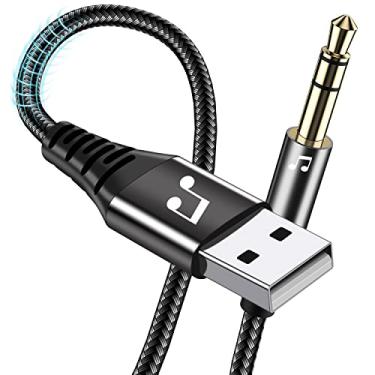 Imagem de Adaptador USB de 3,5 m para conector de áudio de 3,5 mm, USB 2.0 macho para cabo de áudio estéreo auxiliar macho de 3,5 mm, compatibilidade com fones de ouvido, alto-falante, suporta janelas, não aplicável a MP3, leitores de CD, caminhão, portas USB de TV