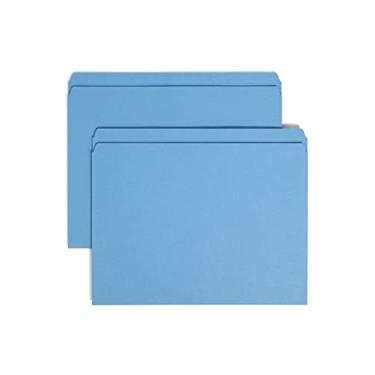 Imagem de Smead Pasta de arquivos, aba de corte reto, tamanho carta, azul, 100 por caixa (10935)