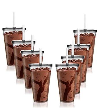 Imagem de Kit 8 Copos Big Drink Tampa e Canudo Acrílico Transparente