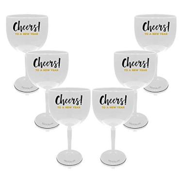 Imagem de Kit 6 Taças Gin Brancas Personalizadas Cheers - Fim de Ano