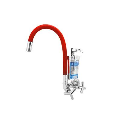 Imagem de Torneira Com Filtro entrada PAREDE Color Vermelha Com Copo Abs 1/4 Volta 3268 C55