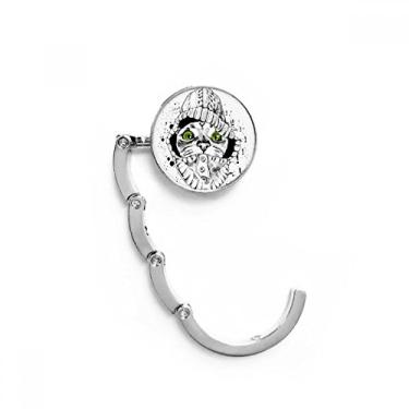 Imagem de Suéter branco cabeça de gato protege animais amantes de animais de estimação, gancho de mesa com fecho decorativo, gancho dobrável