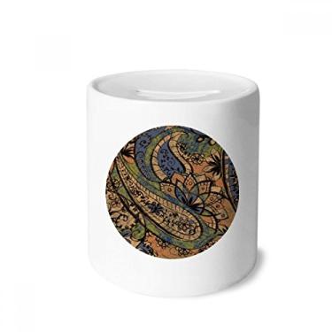 Imagem de DIYthinker Caixa de moedas clássica abstrata padrão de peixe de lótus caixa de cerâmica porta-moedas presente de cofrinho