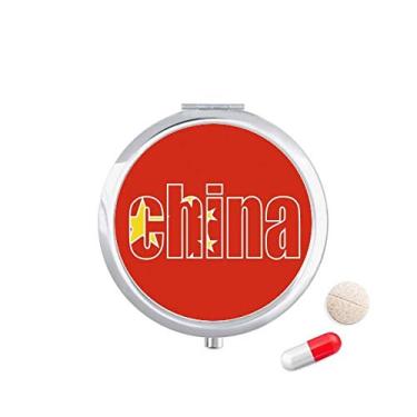 Imagem de Caixa de comprimidos com nome da bandeira do país da China, caixa de armazenamento de medicamentos, dispensador de contêiner