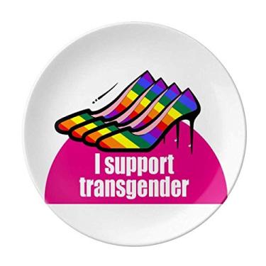 Imagem de I Support Bisexuals LGBT Placa de arco-íris decorativa de porcelana Salver Prato de jantar