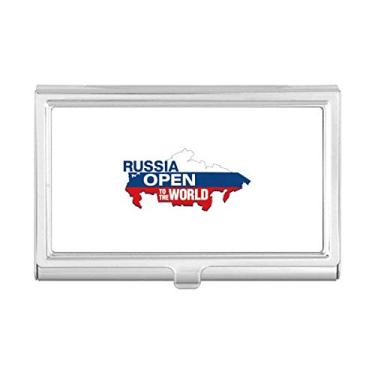 Imagem de Porta-cartões de visita com mapa da bandeira aberta ao mundo da Rússia