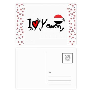 Imagem de I Love Iemen Bandeira de Palavra Amor Ilustração Coração Natal Flor Celebração Cartão Postal Bênção Cartão de Correio