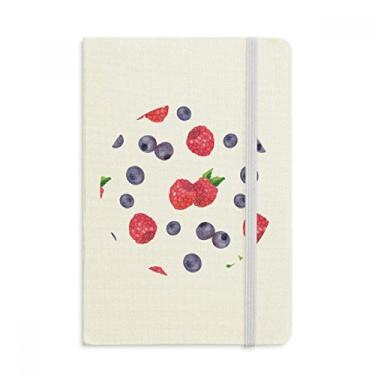 Imagem de Caderno com estampa de frutas de morango de blueberry com capa dura em tecido oficial diário clássico