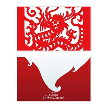 Imagem de Corte de papel Dragon Animal China Zodíaco Feriado Feliz Natal Cartão de parabéns Mensagem de Natal Letra de Natal