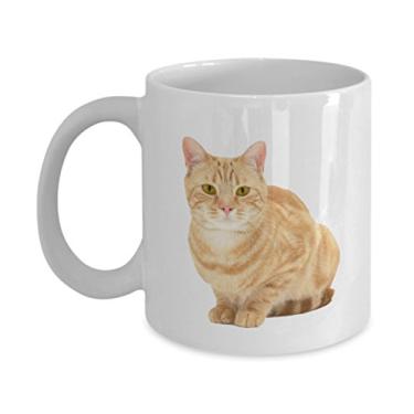 Imagem de Caneca de gato Tabby laranja - Caneca de café de gato Tabby laranja - Caneca de café de chá divertido de cacau quente - ideia de de Natal mordaça