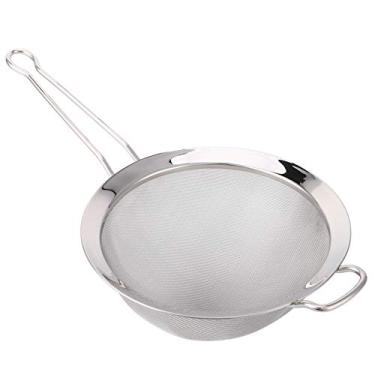 Imagem de Coador de malha, com alça de prata saudável, conveniente peneira de farinha côncava de malha fina, para cozinha doméstica