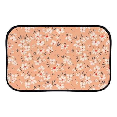 Imagem de DreamBay Tapetes de porta de flores pequenas laranja branco para entrada tapetes macios 78,7 x 50,8 cm, tapete antifadiga para uso interno e externo capacho de boas-vindas para sala de estar quarto