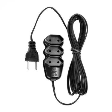 Imagem de Extensão Elétrica 3 Tomadas Preta 3m - Padrão Brasileiro