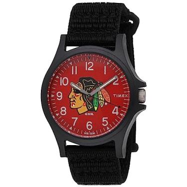 Imagem de Timex Tribute Relógio masculino NHL Pride 40 mm de quartzo pulseira de tecido, preto, 20 relógio casual (modelo: TWZHBLAMYYZ)