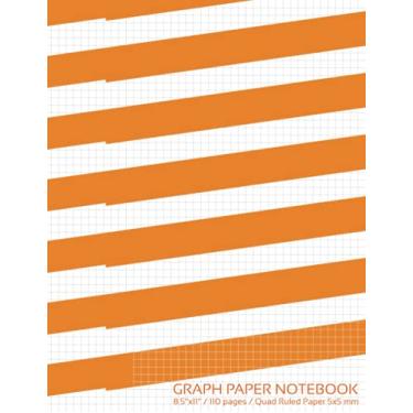 Imagem de Graph Paper Notebook: Grid paper notebook - Quad Ruled 5x5 mm, 110 pages - Large, 8.5x11, with orange stripes design cover