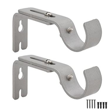 Imagem de AddGrace Suporte de varão de cortina ajustável para varão de cortina de até 2,5 cm, suportes premium resistentes para parede, conjunto de 2 pratas