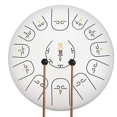 Imagem de Tambor de língua de aço 12 polegadas 13 notas tambor panela percussão instrumento de tambor de aço tambor handpan, tambor etéreo com bolsa de viagem, livro, marretas, palhetas de dedo (30 cm x 30 cm)