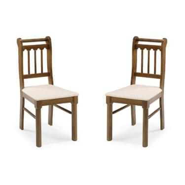 Imagem de Kit 2 Cadeiras Em Madeira Maciça Mv Outlet Castanho