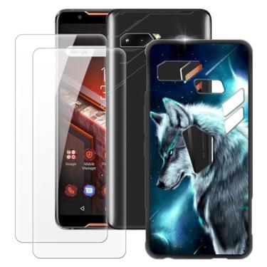 Imagem de MILEGOO Capa Asus ROG Phone ZS600KL + 2 peças protetoras de tela de vidro temperado, capa de silicone TPU macio à prova de choque ultrafina para telefone Asus ROG ZS600KL (6 polegadas)